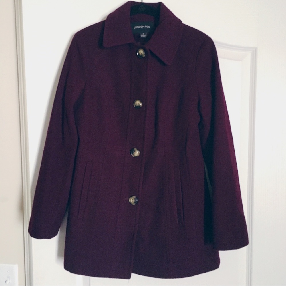 London Fog Plum Collared Coat